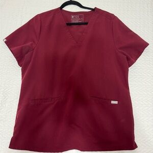 Women’s burgundy casma three pocket scrub top - XL